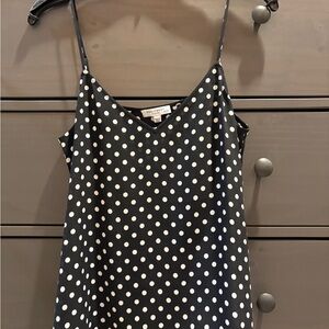 Equipment 100% Silk Black and White Polka Dot Top